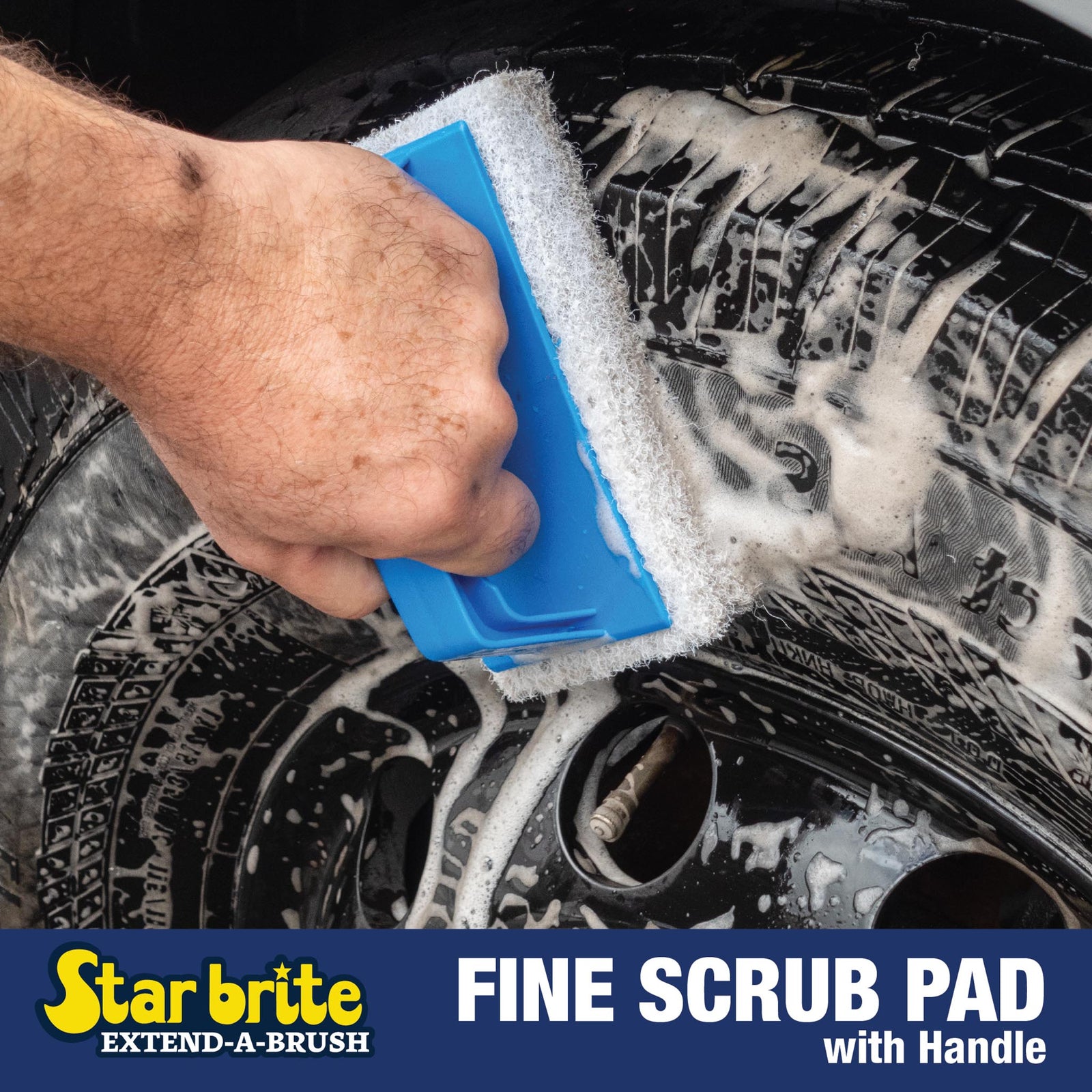 Fine White Scrub Pad with Interchangeable Handle