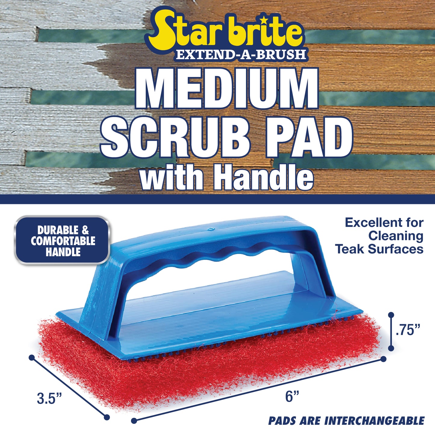 Medium Red Scrub Pad with Interchangeable Handle