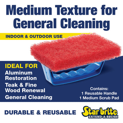 Medium Red Scrub Pad with Interchangeable Handle