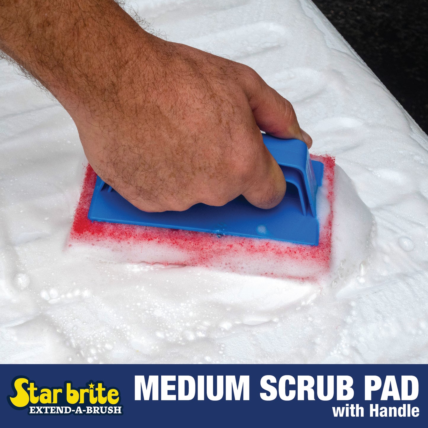 Medium Red Scrub Pad with Interchangeable Handle