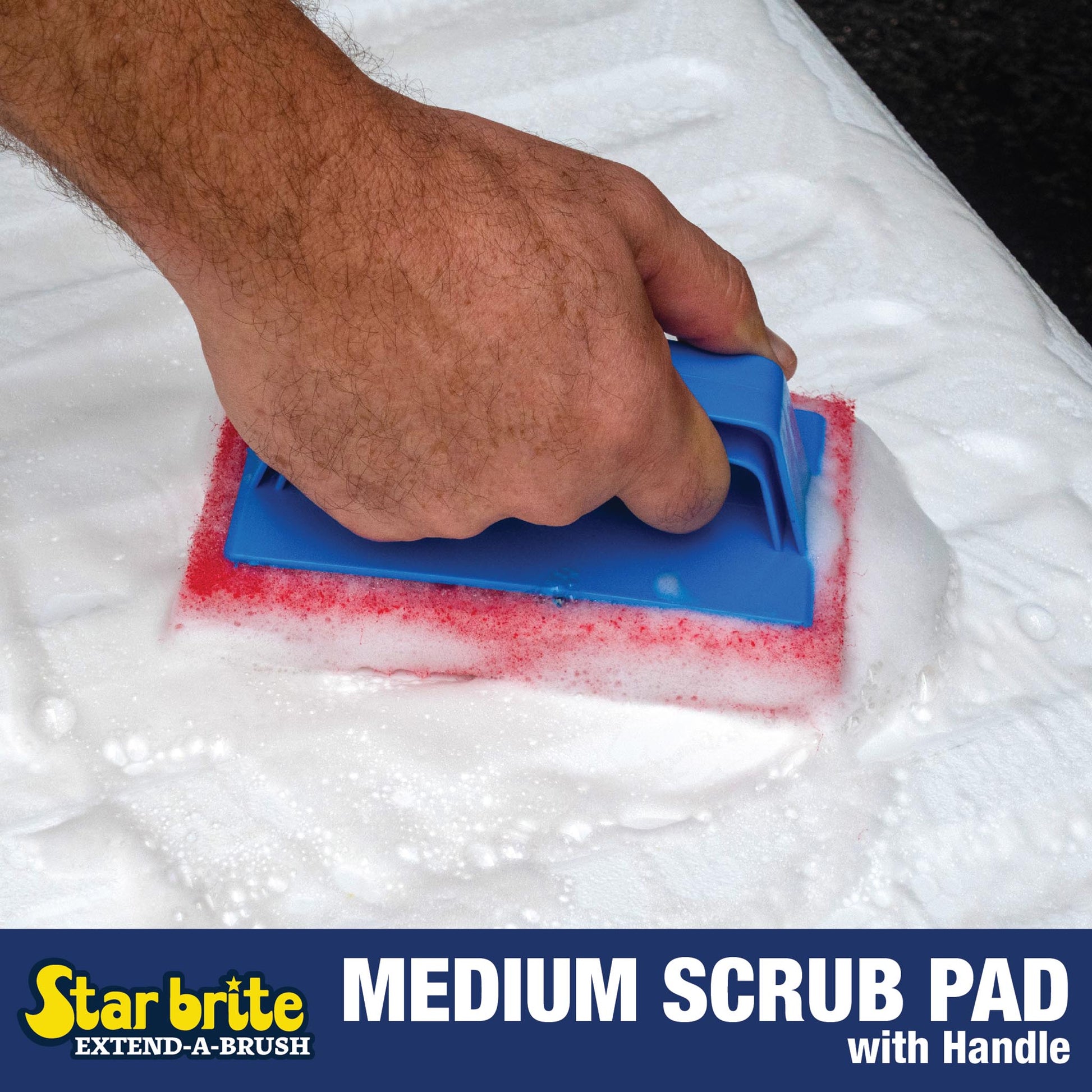 Medium Red Scrub Pad with Interchangeable Handle - Star brite Distributing, LLC