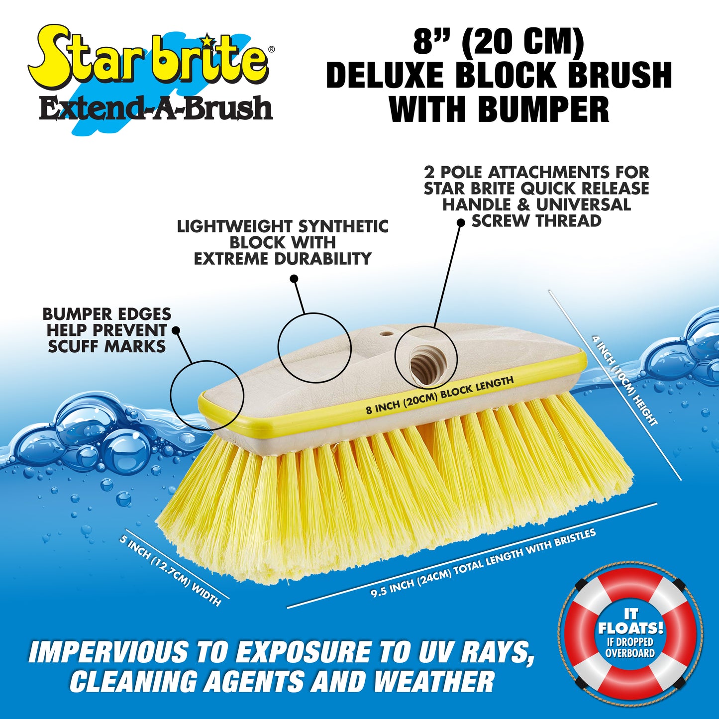 Deluxe Soft Wash 8" Brush Head with Bumper - Dual Connections