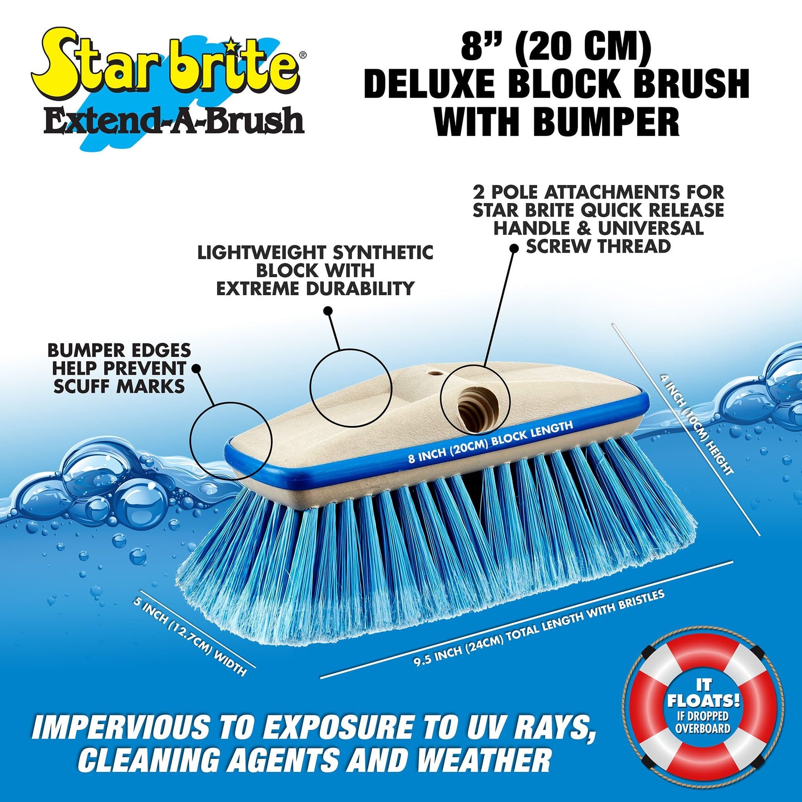 Deluxe Medium Wash 8" Brush Head with Bumper - Star brite Distributing, LLC
