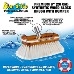 Extend-A-Brush Premium Stiff Bristle Wash 8" Synthetic Wood Block Brush