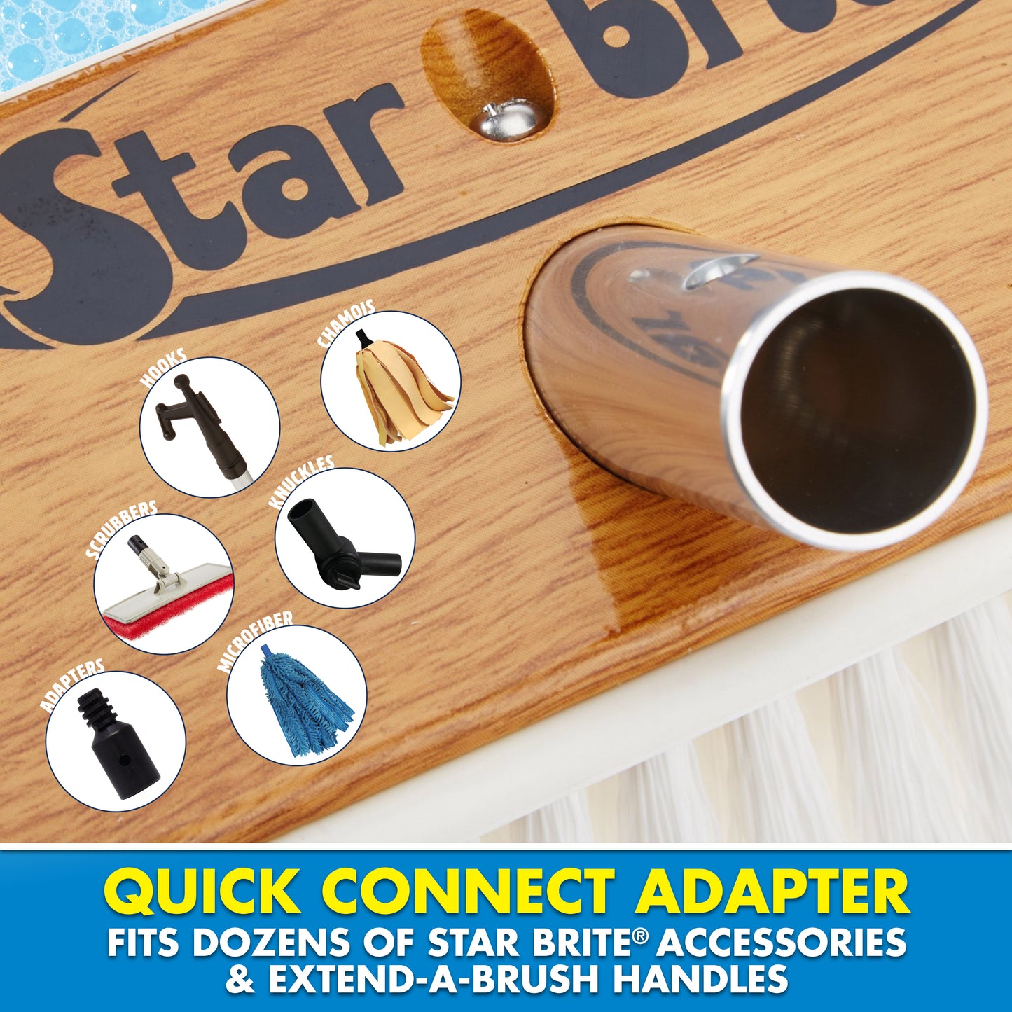 Extend-A-Brush Premium Stiff Bristle Wash 8" Synthetic Wood Block Brush