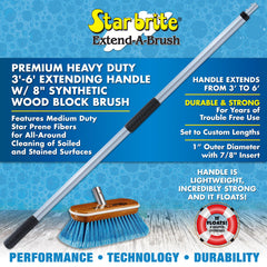 Premium Boat Cleaning Brush - 3'-6' with Synthetic Wood Block