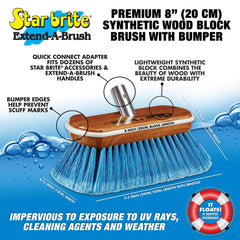 Premium Boat Cleaning Brush - 3'-6' with Synthetic Wood Block