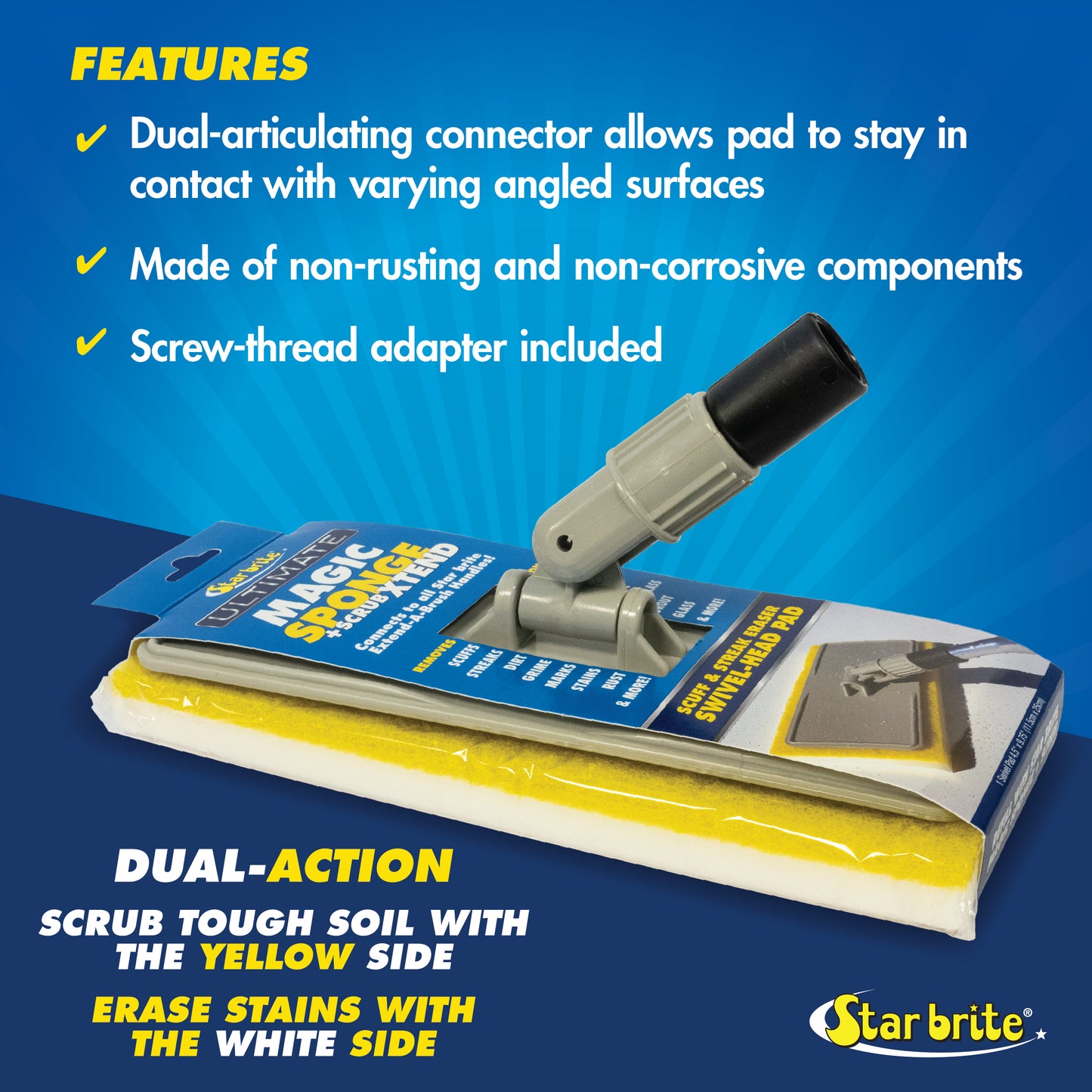 Magic Sponge + Scrub XTEND with Flex Head for Pool, RV, Boat