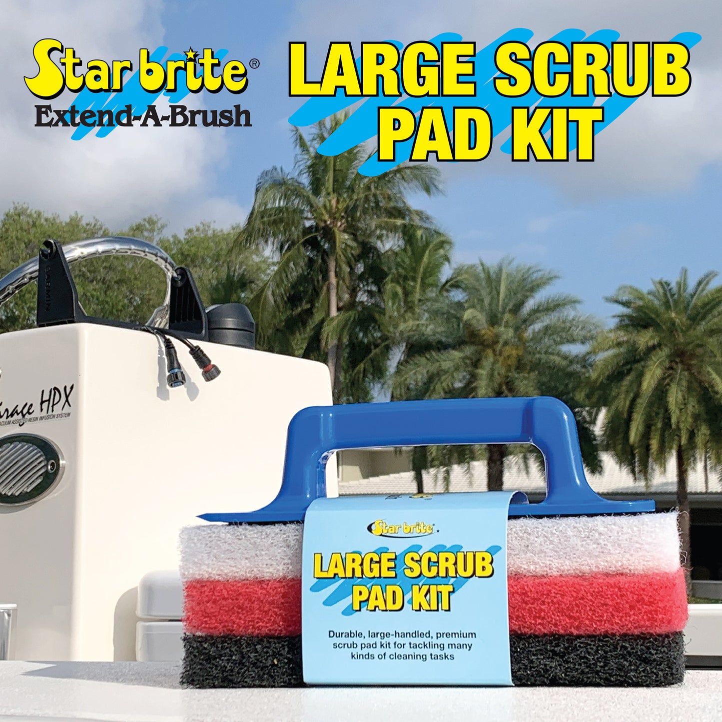 Large Multi-Texture Scrub Pad Kit with Interchangeable Handle