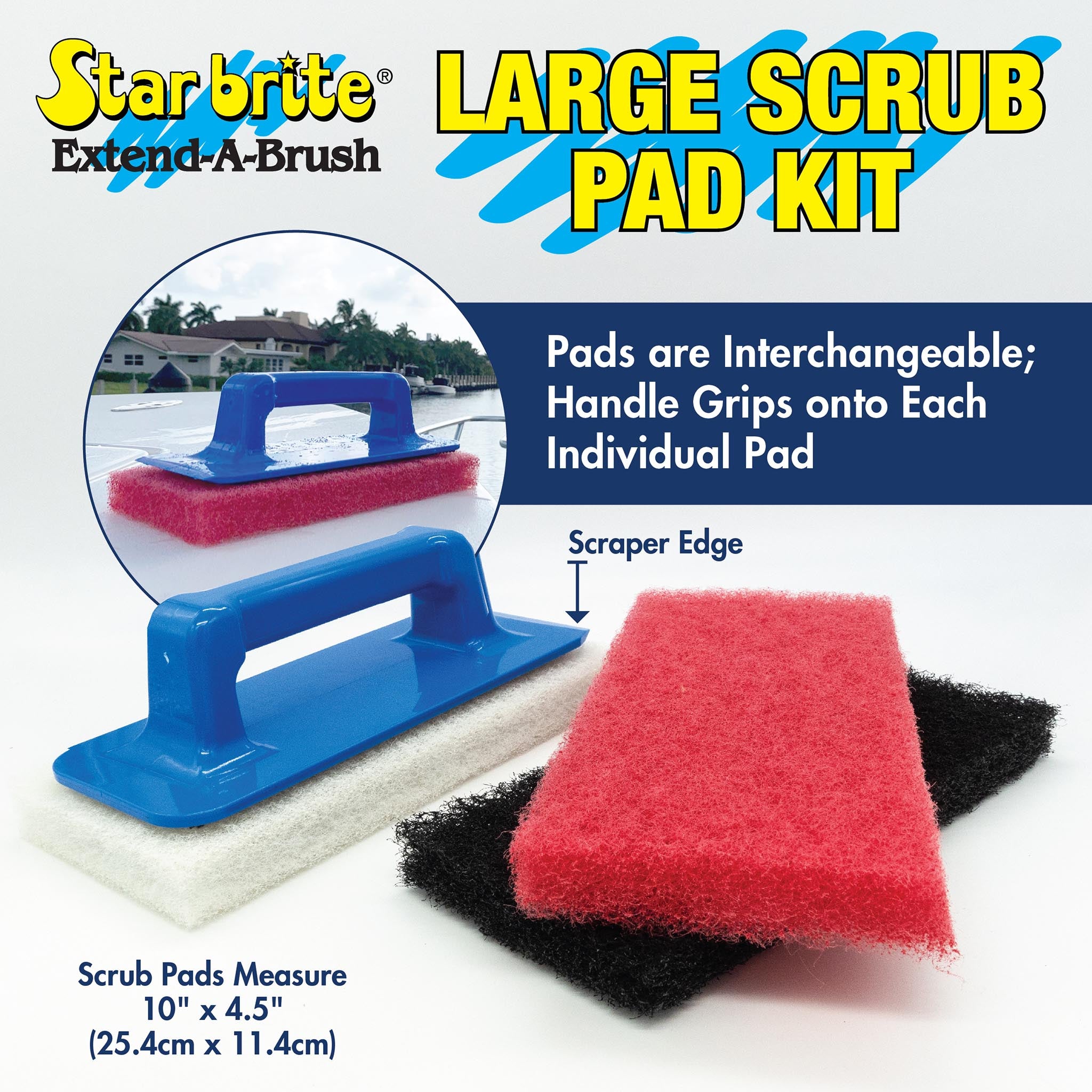 Large Multi-Texture Scrub Pad Kit with Interchangeable Handle
