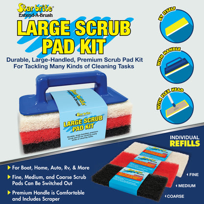 Large Multi-Texture Scrub Pad Kit with Interchangeable Handle