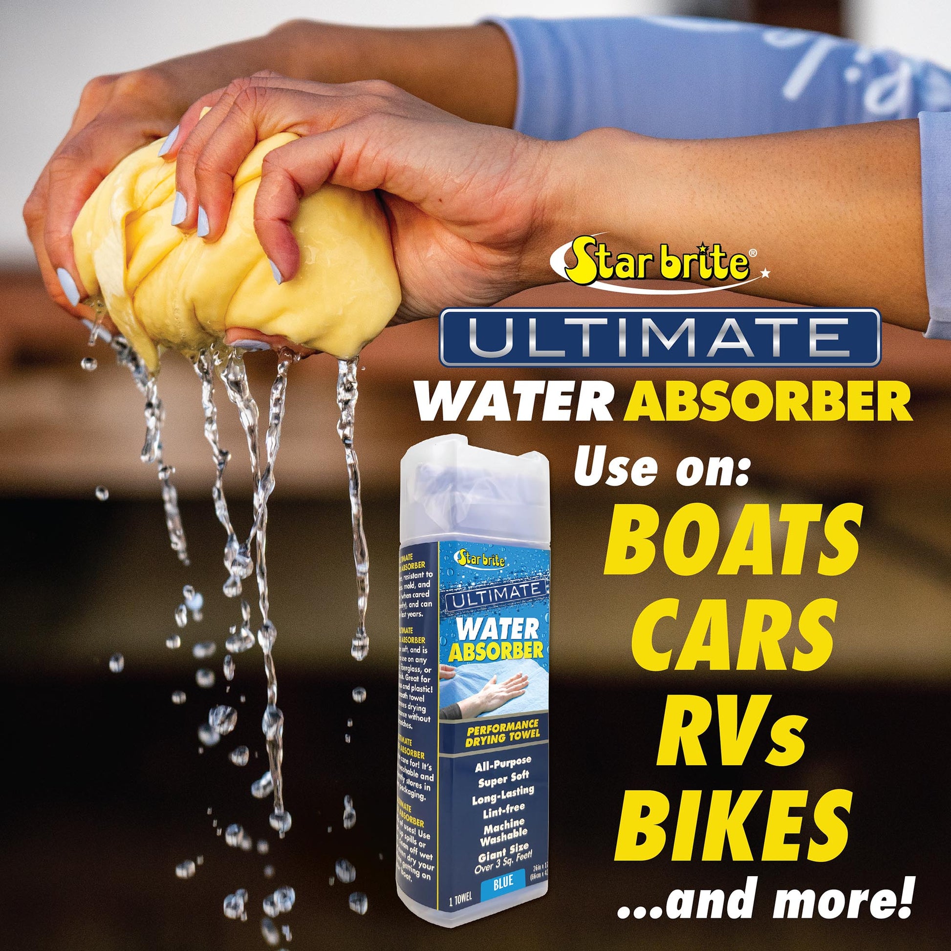 Ultimate Water Absorber - Large Performance Drying Towel - Blue - Star brite Distributing, LLC