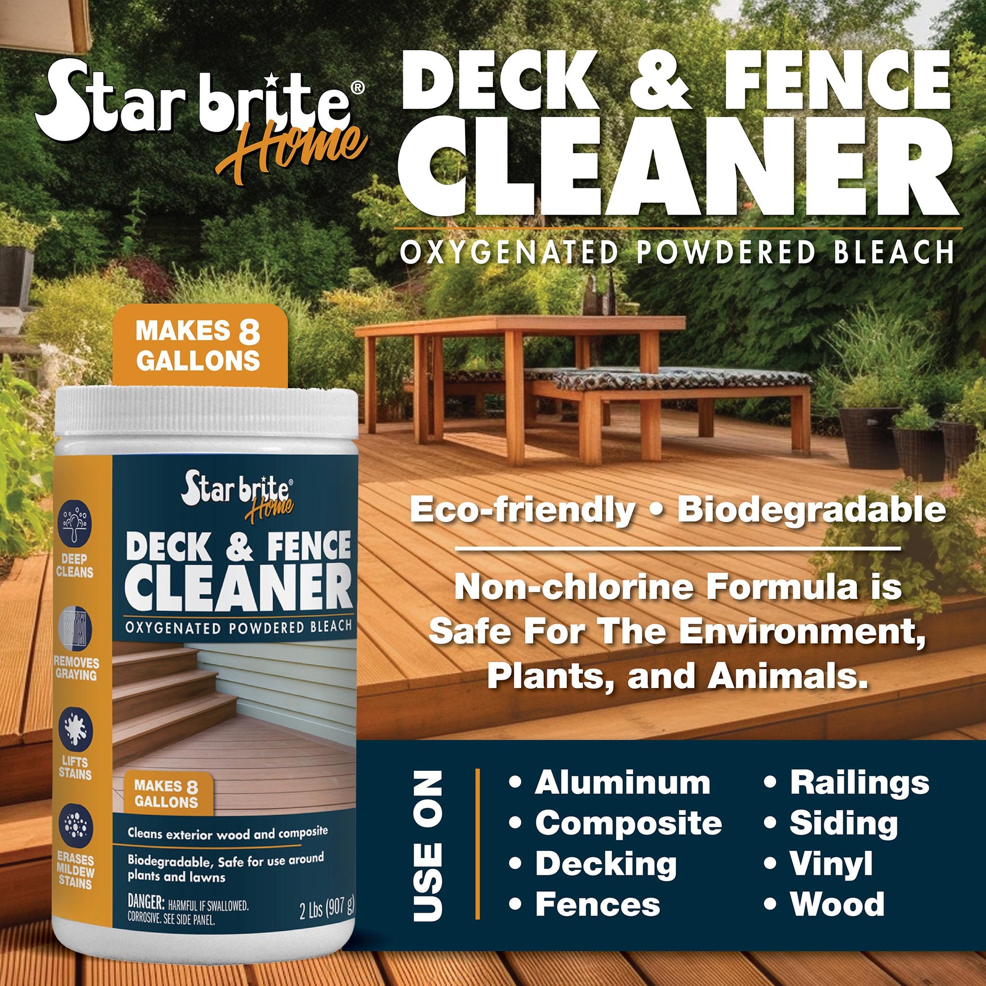 Home Deck & Fence Cleaner – Oxygenated Bleach - Star brite Distributing, LLC