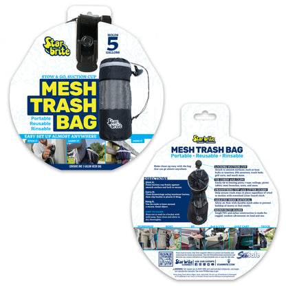 Mesh Trash Bag with Locking Suction Cup & Litter Guard Cinch Tie