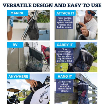 Mesh Trash Bag with Locking Suction Cup & Litter Guard Cinch Tie - Star brite Distributing, LLC