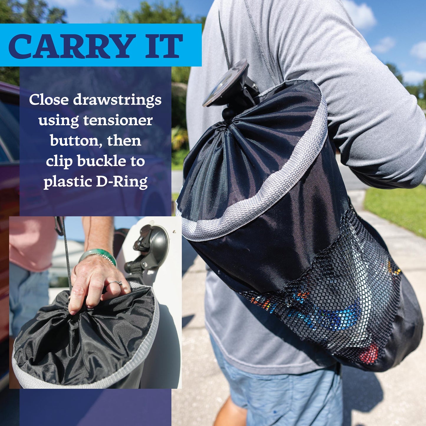 Mesh Trash Bag with Locking Suction Cup & Litter Guard Cinch Tie - Star brite Distributing, LLC