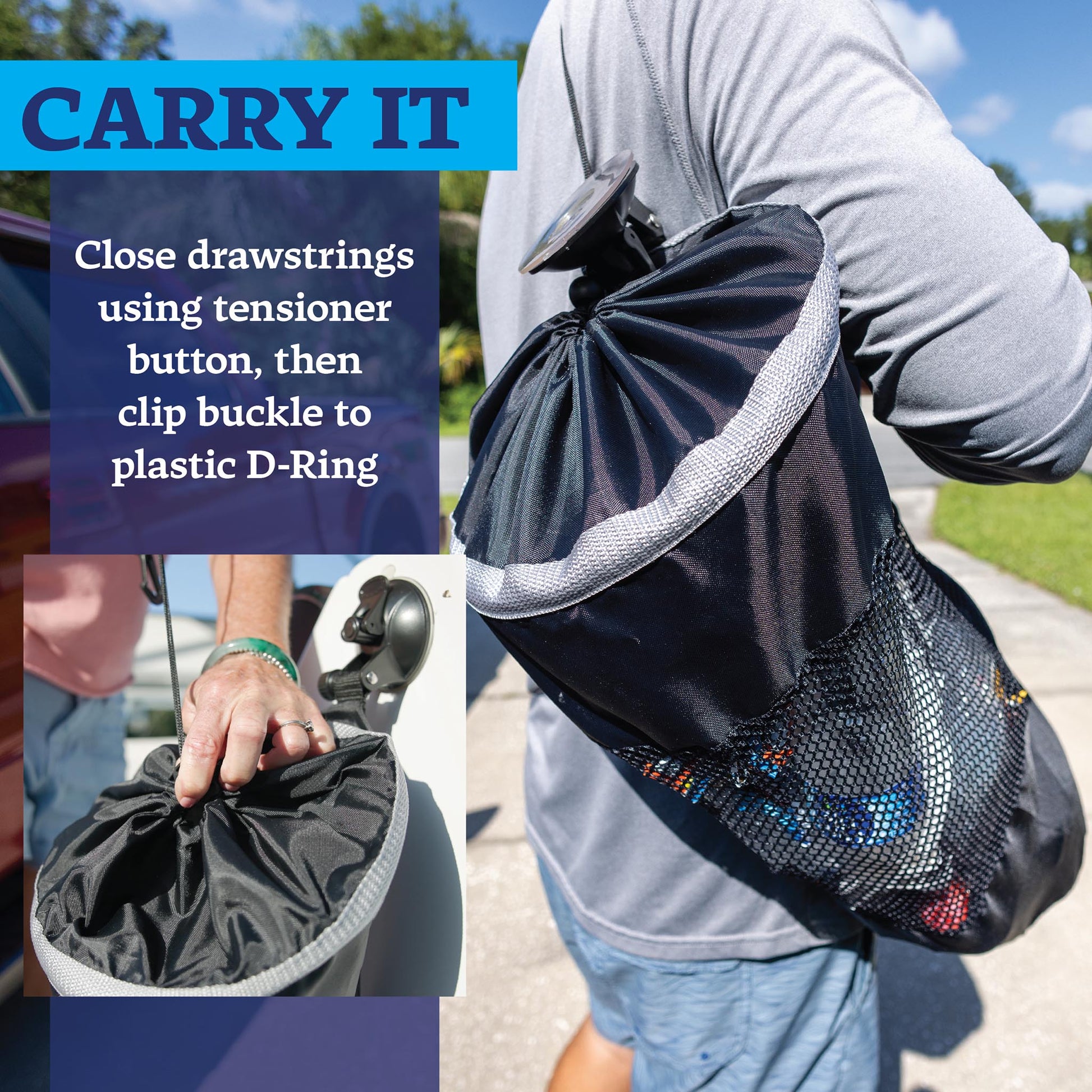 Mesh Trash Bag with Locking Suction Cup & Litter Guard Cinch Tie - Star brite Distributing, LLC