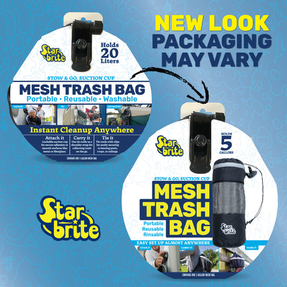 Mesh Trash Bag with Locking Suction Cup & Litter Guard Cinch Tie