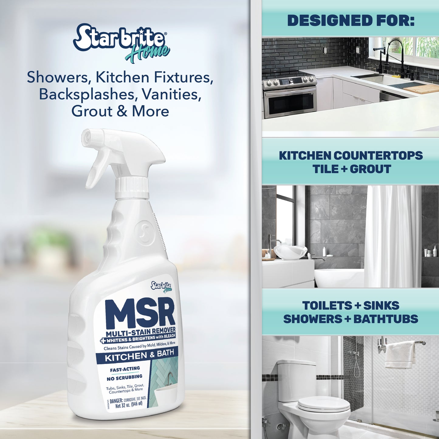 Star brite Home MSR Multi-Stain Remover with Bleach for Kitchen & Bath