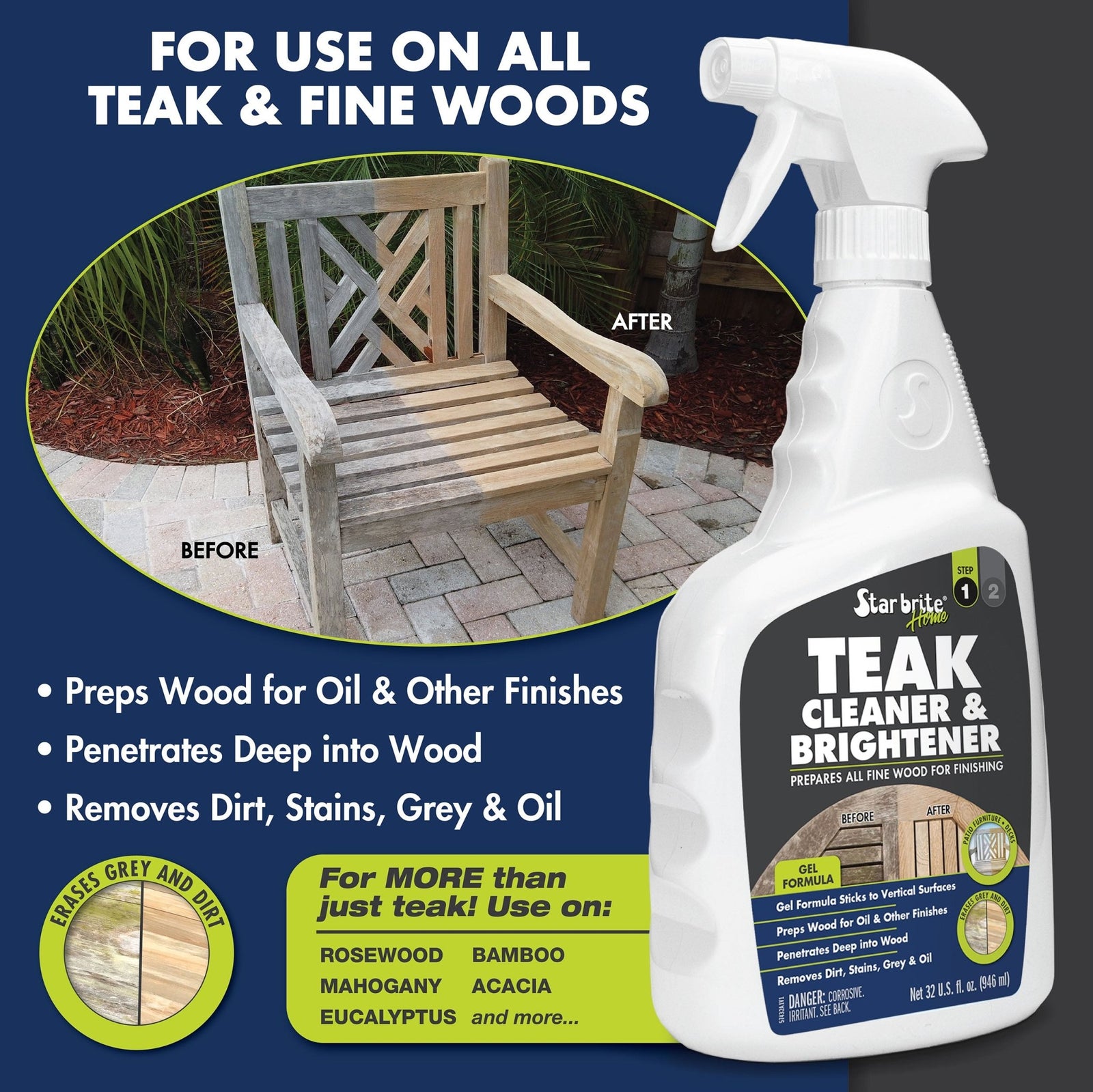 Teak Cleaner & Brightener - Step 1 - Star brite Distributing, LLC