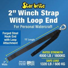 15' Heavy-Duty Winch Strap with Forged Hook