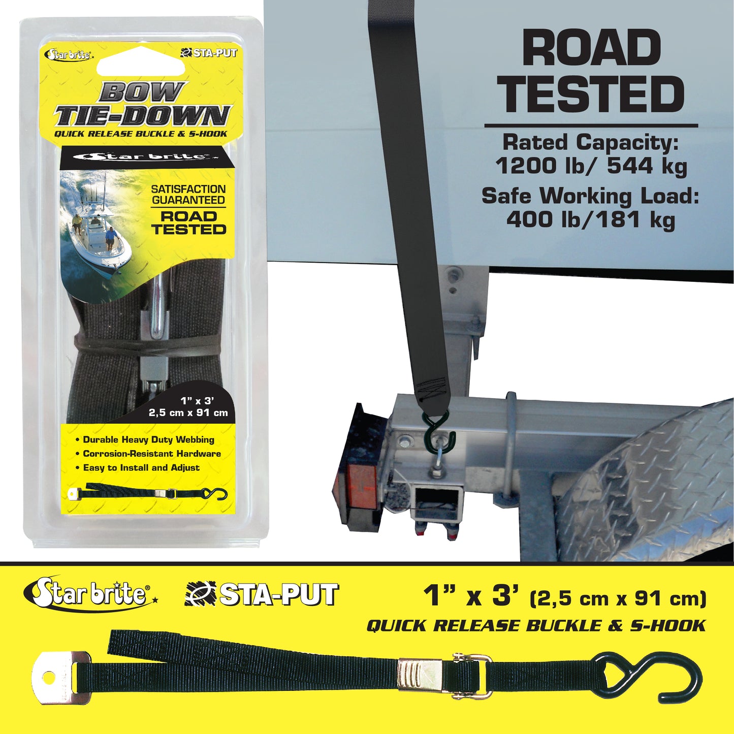 36" Heavy-Duty Tie Down Strap with Quick Release Buckle