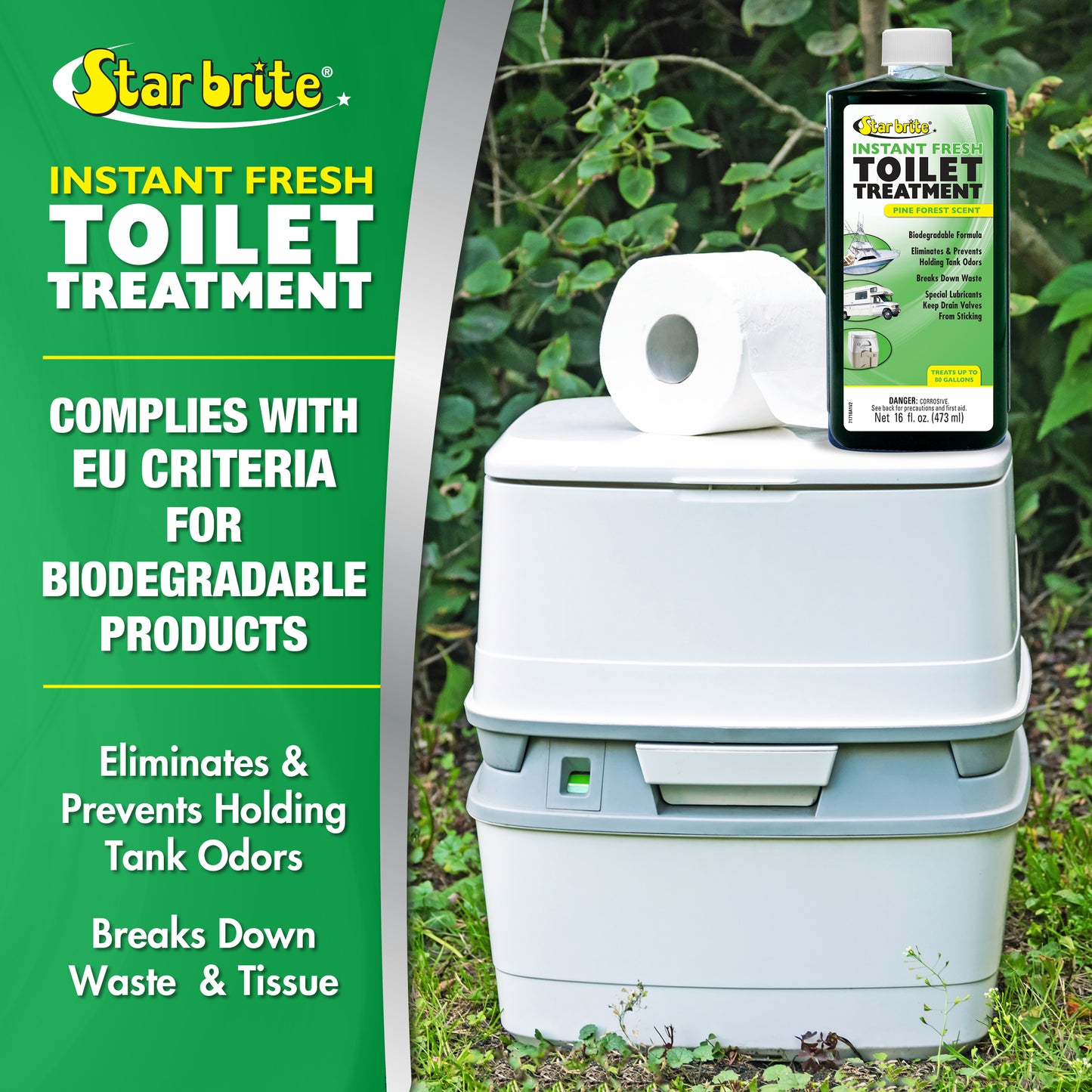 Instant Fresh Toilet Treatment - Pine Scent, Biodegradable Formula