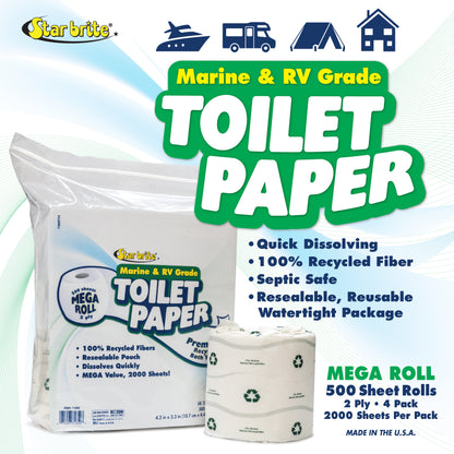 Toilet Tissue Marine/RV Grade Fast Dissolving Paper - 4 Rolls