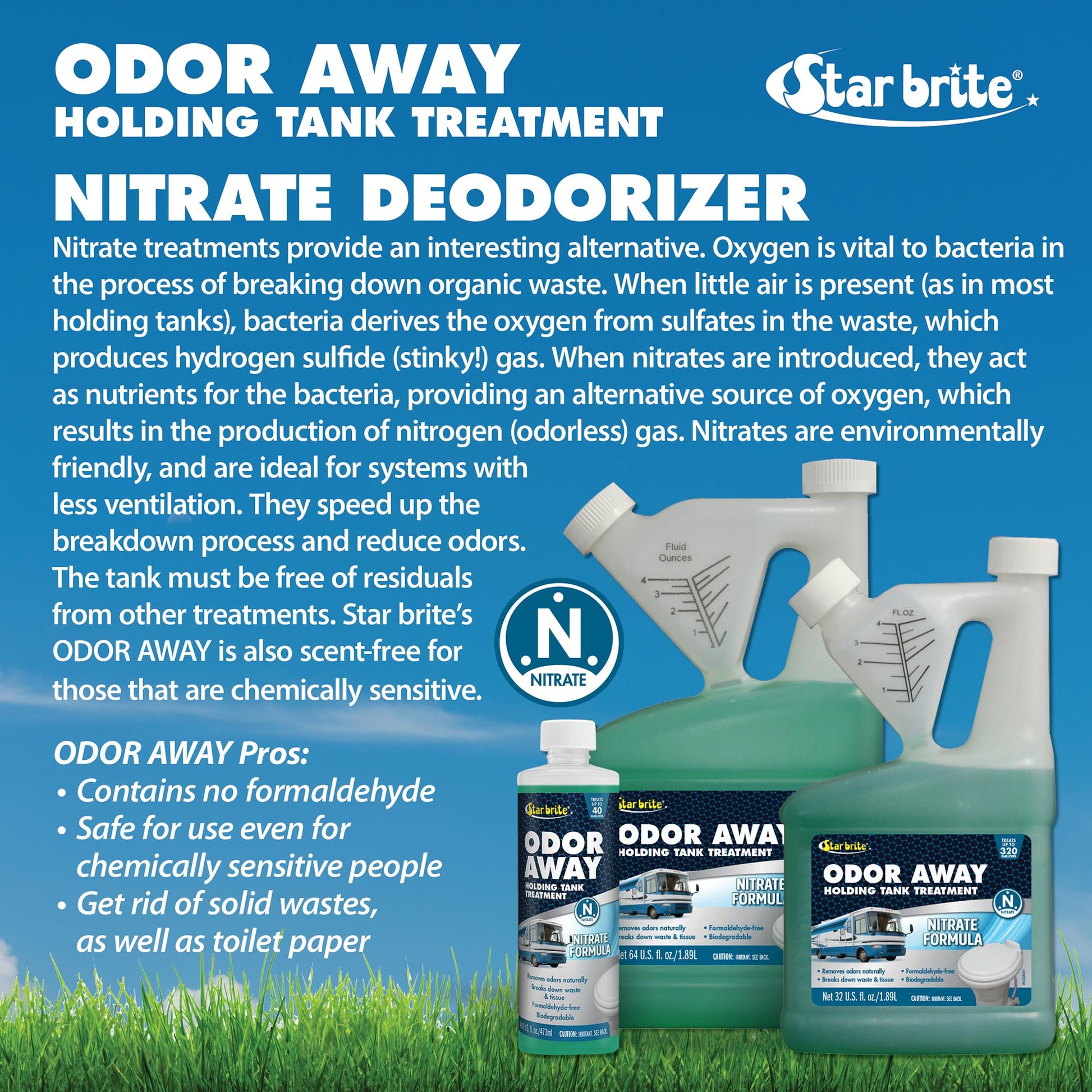 Odor Away Holding Tank Treatment - Nitrate Formula - Star brite Distributing, LLC