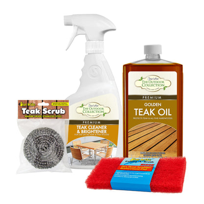 Teak Care Kit - Cleaner, Brightener Spray & Teak Oil