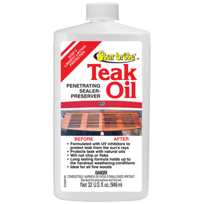 Teak Oil - Long Lasting, Penetrating, Sealer, & Preserver With UV Inhibitors - Star brite Distributing, LLC