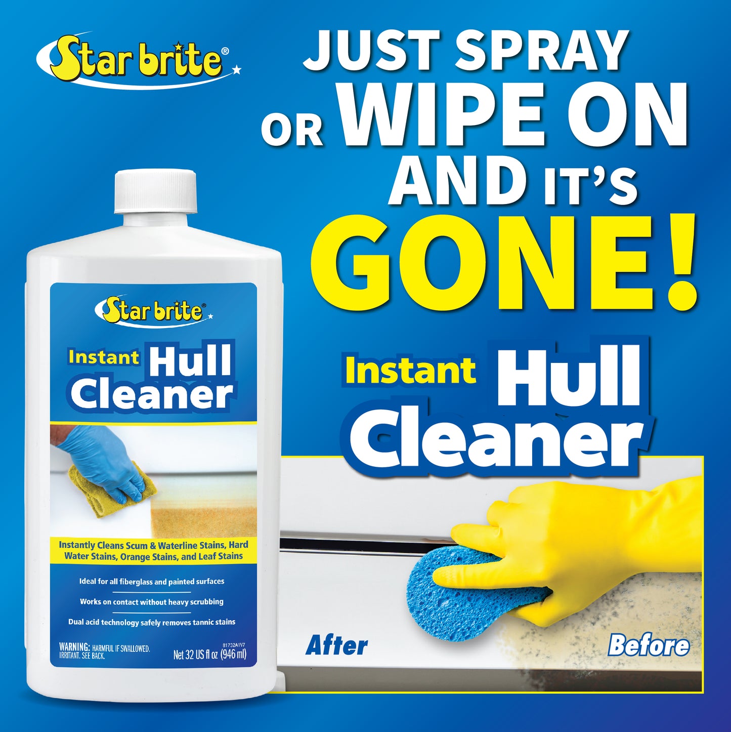Instant Hull Cleaner - Wipe On, Rinse Off Formula
