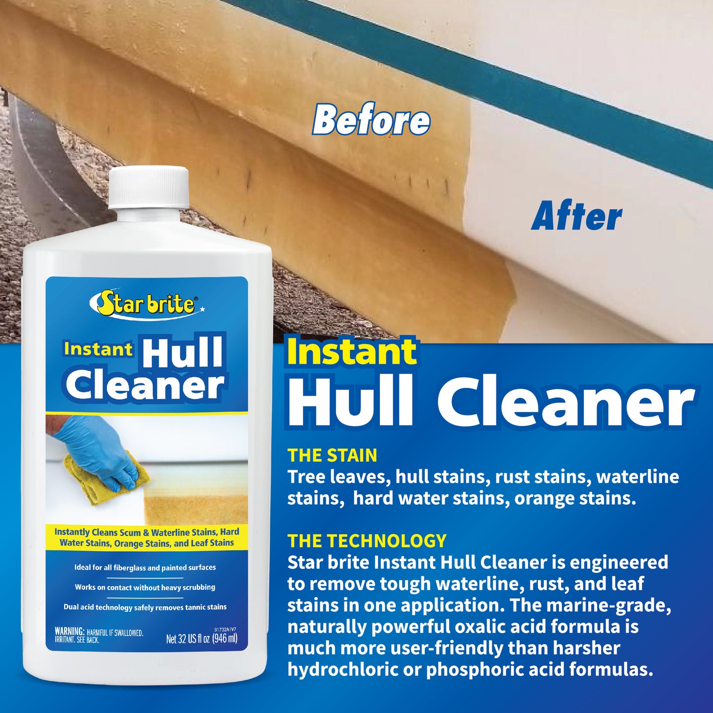 Instant Hull Cleaner - Wipe On, Rinse Off Formula