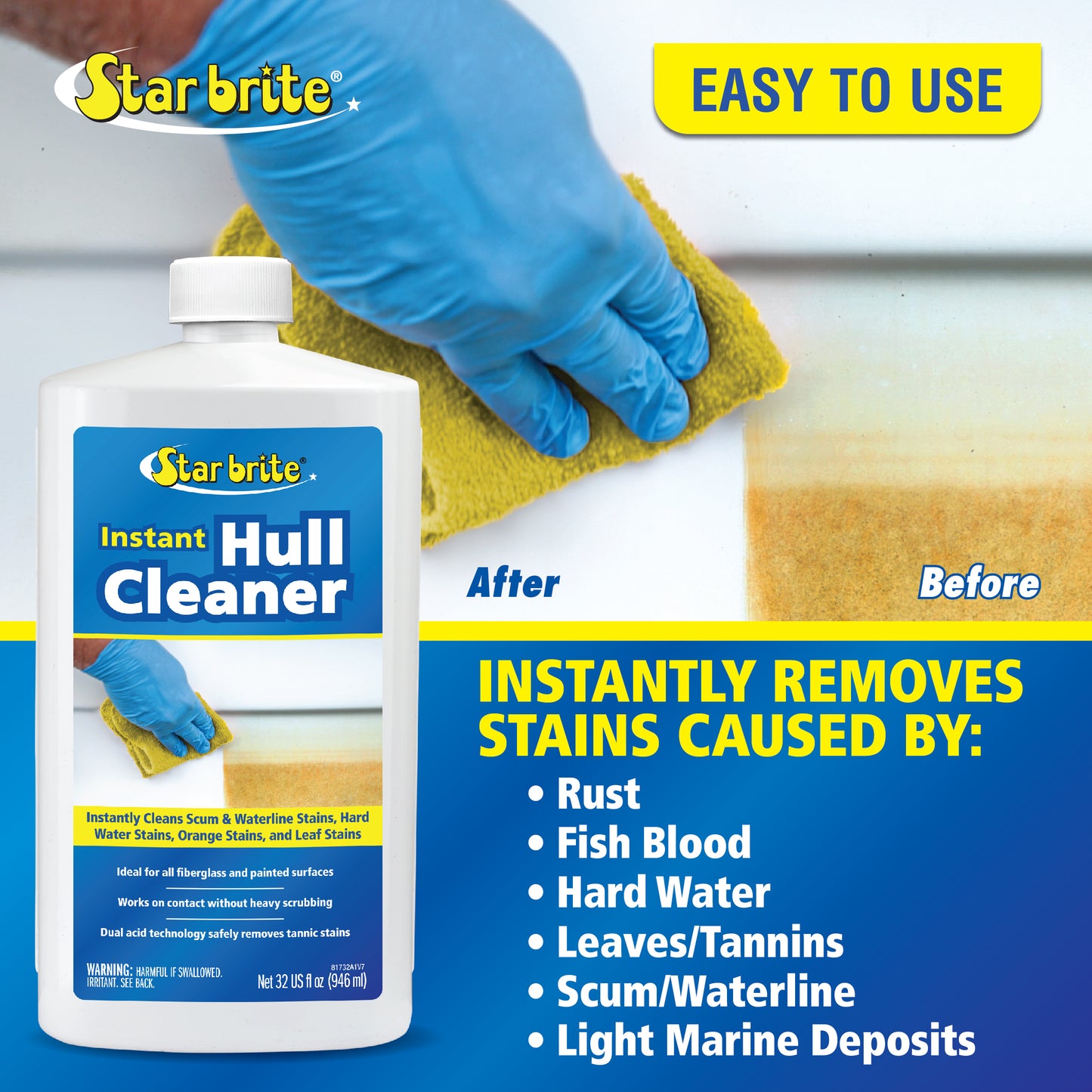 Instant Hull Cleaner - Wipe On, Rinse Off Formula