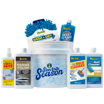 Boat Care Kit with Durable Vinyl Bucket & Marine Cleaners