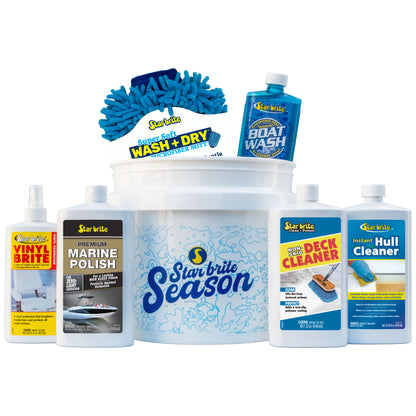 Boat Care Kit with Durable Vinyl Bucket & Marine Cleaners