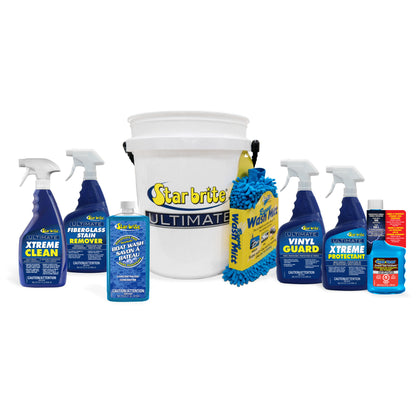 Boat Care Kit with Durable Vinyl Bucket & Marine Cleaners