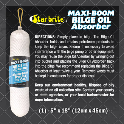 Bilge Oil Absorber Maxi-Boom - Absorbs Fuel, Diesel, Oil, Gas