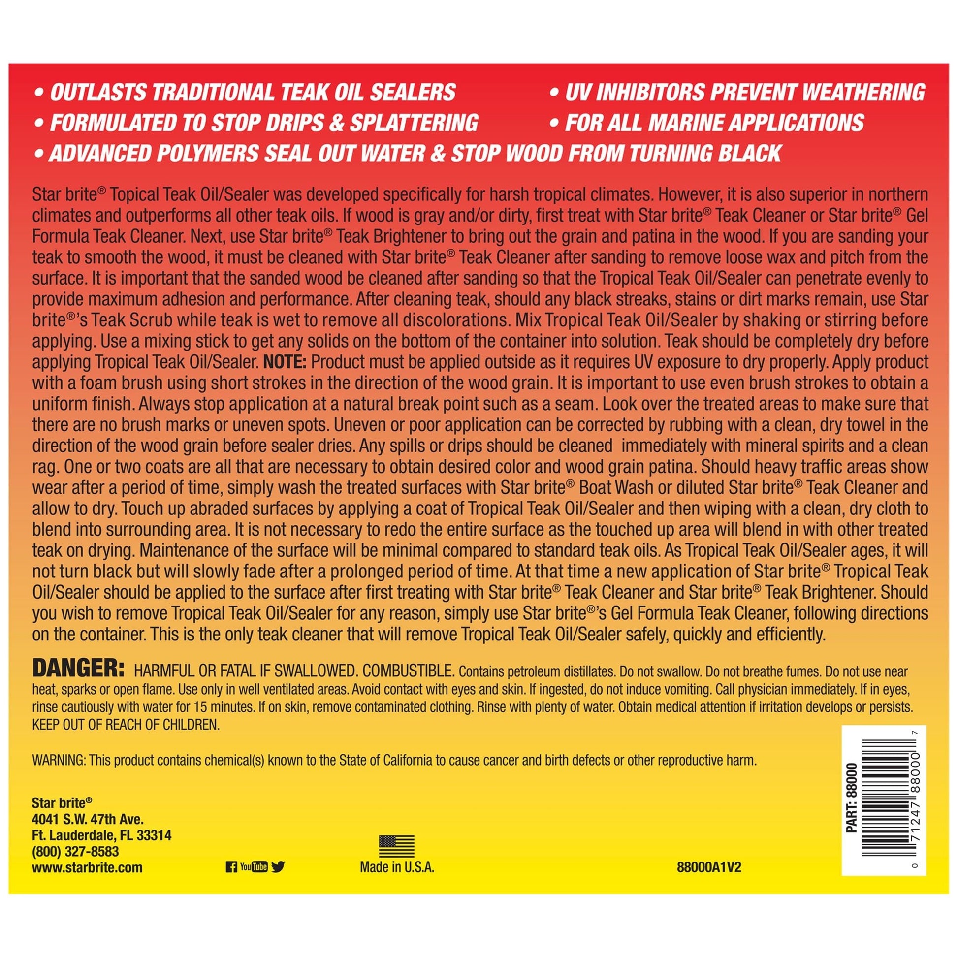 Teak Sealer - No Drip, No Splash Formula - Classic Teak - Star brite Distributing, LLC