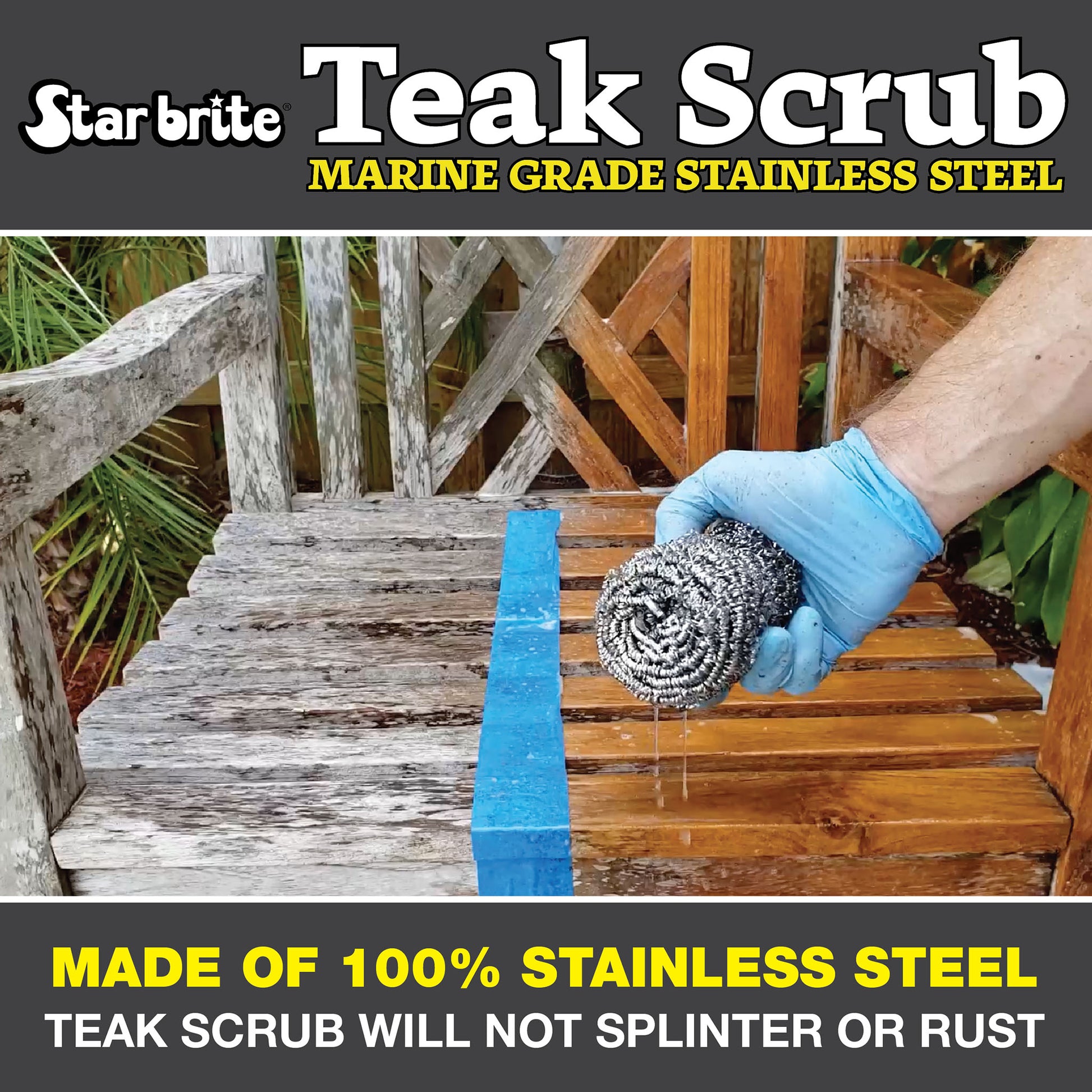 Marine Grade Stainless Steel Teak Scrub - Star brite Distributing, LLC