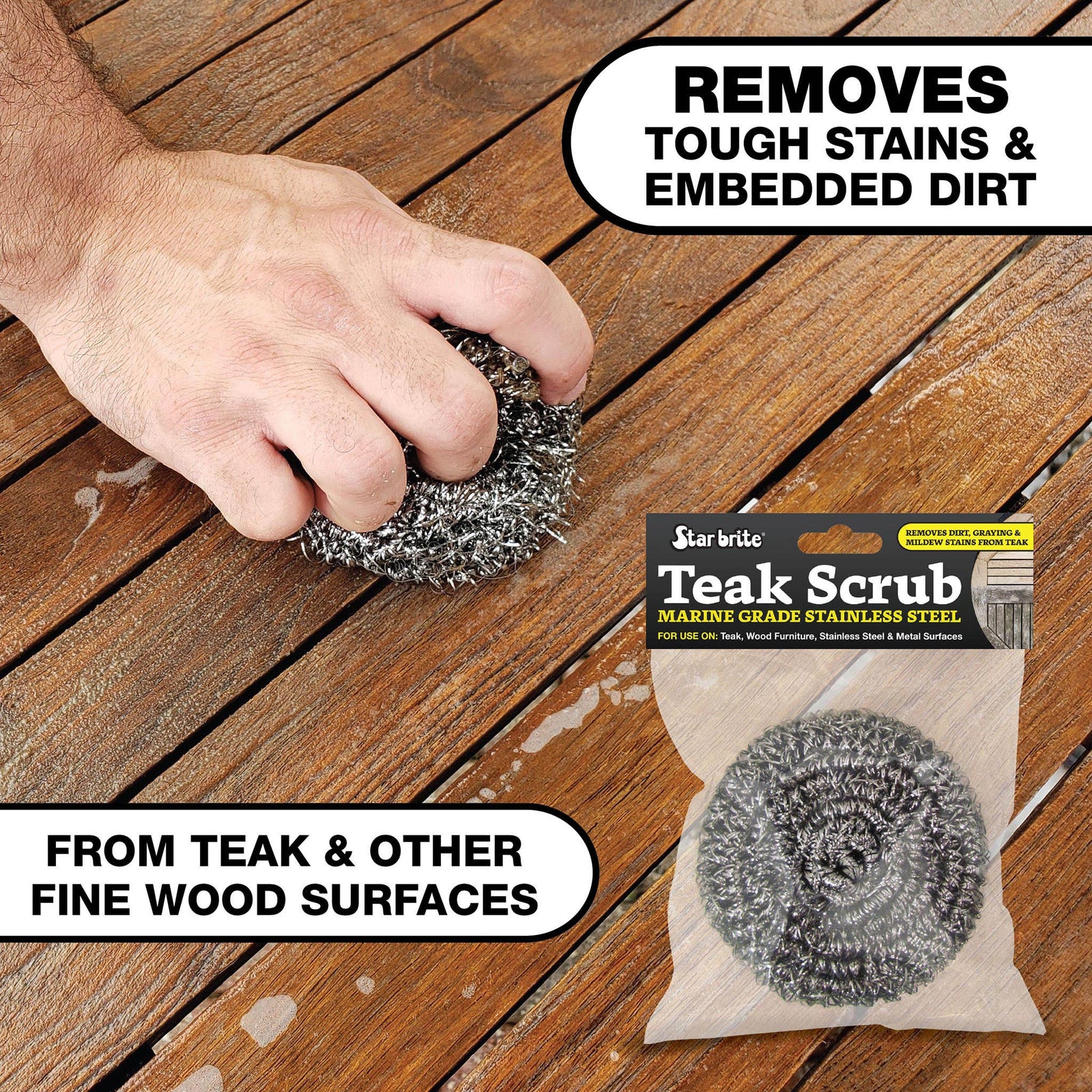 Marine Grade Stainless Steel Teak Scrub