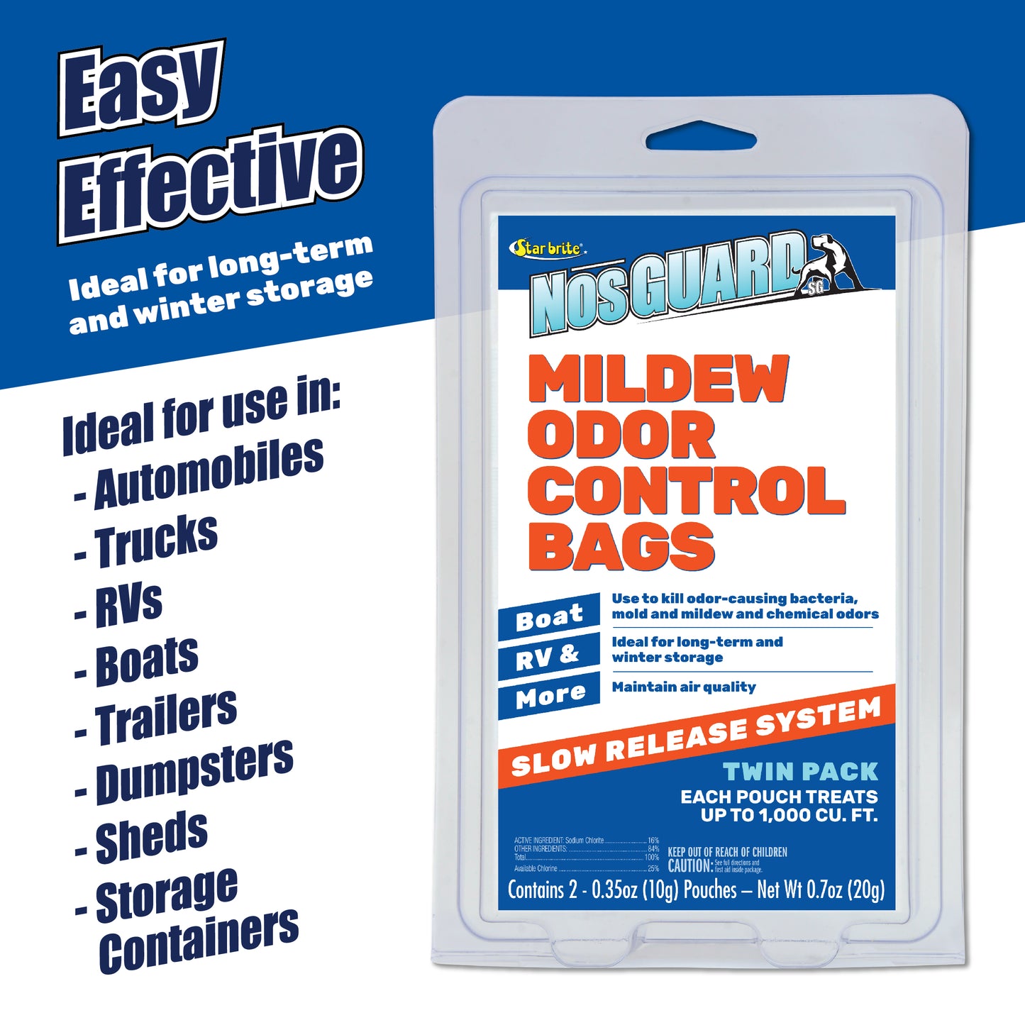 Mildew Odor Control Bags - Slow Release, Twin Pack