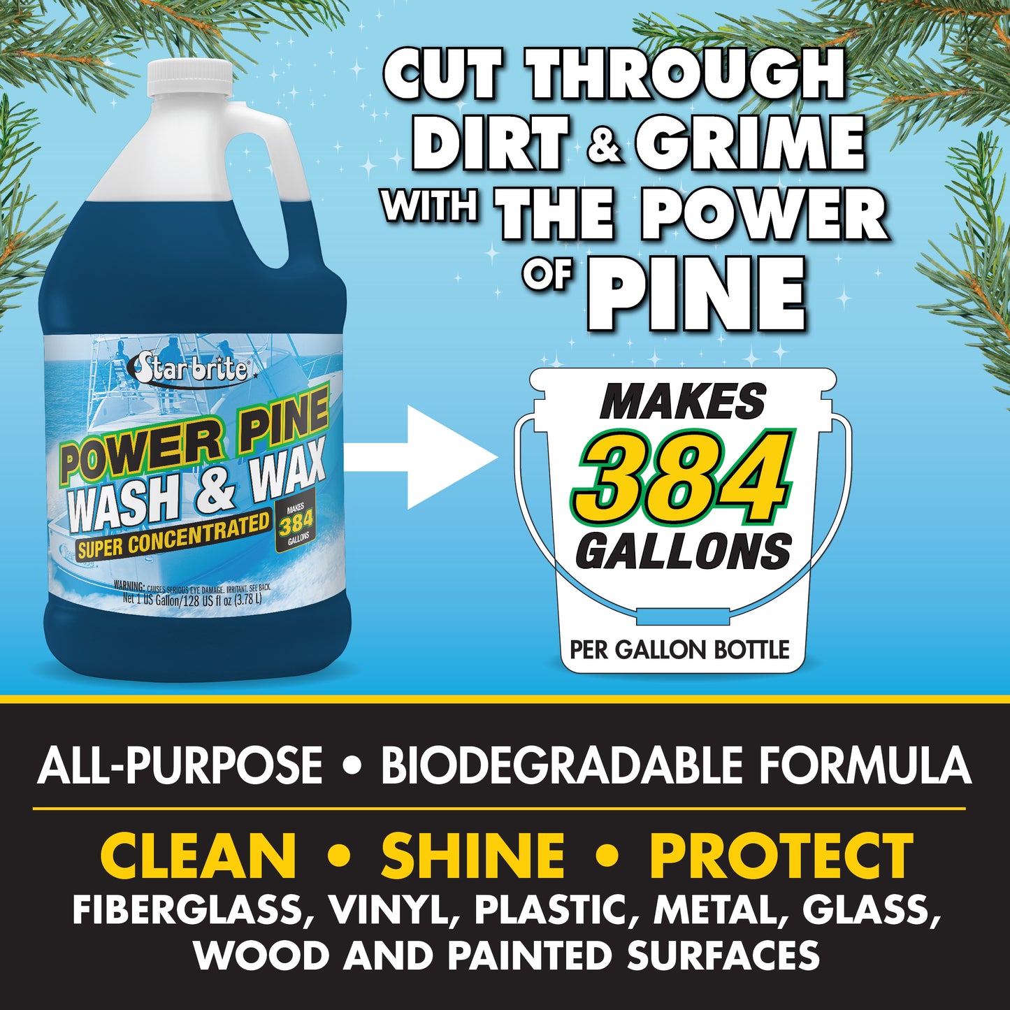 Power Pine Wash & Wax - Concentrated Marine Grade Formula