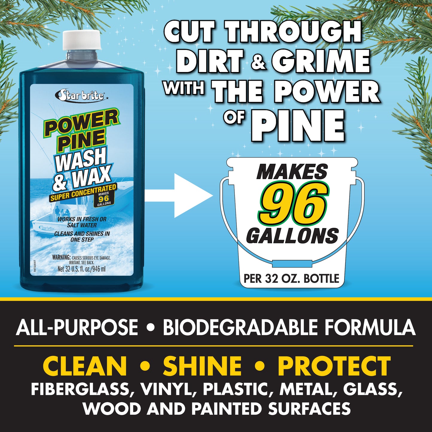 Power Pine Wash & Wax - Concentrated Marine Grade Formula