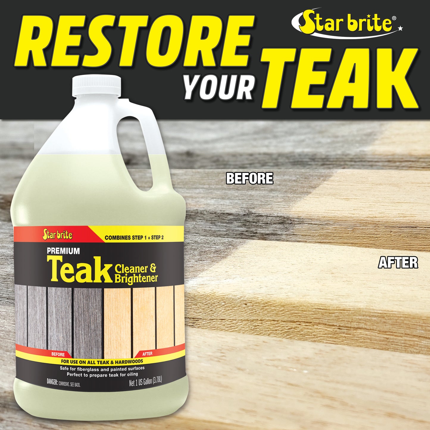 Teak Cleaner & Brightener - Restore & Enhance Wood Grain