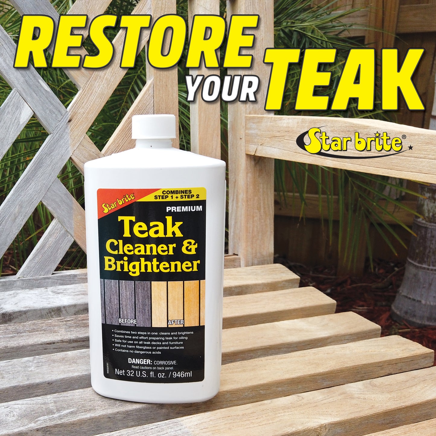 Teak Cleaner & Brightener - Restore & Enhance Wood Grain