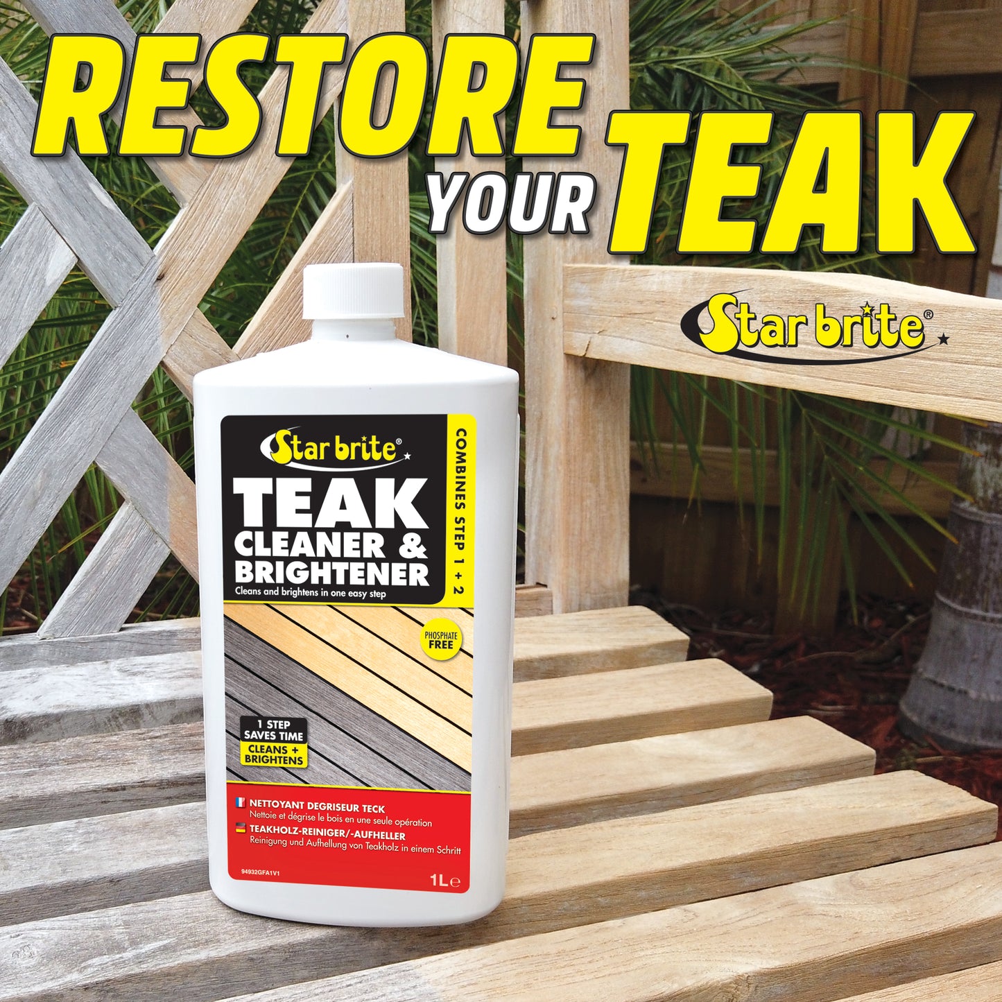 Teak Cleaner & Brightener - Restore & Enhance Wood Grain