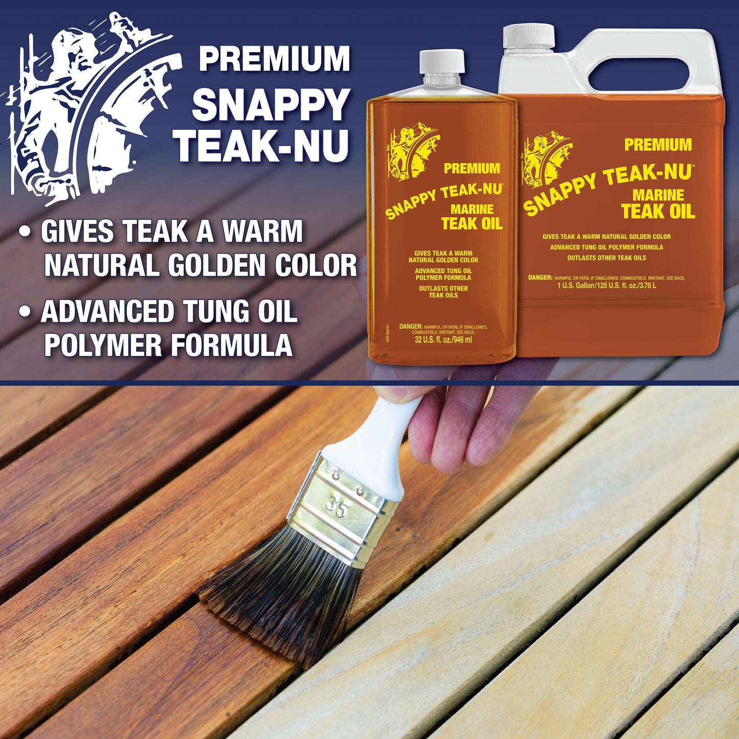 SNAPPY TEAK-NU Premium Marine Teak Oil - Wood Sealer and Finish